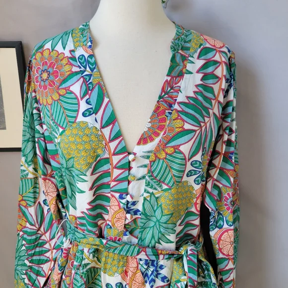 Boden Notch Neck Floral Dress US 16/18 L - Picture 4 of 16